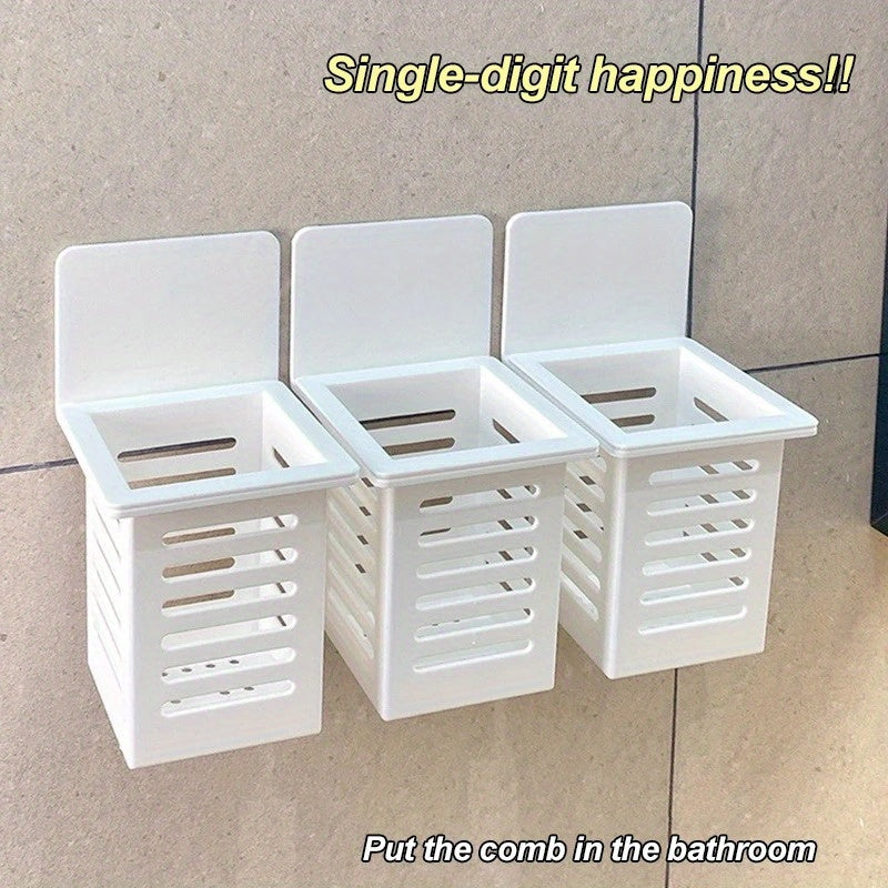 Self-adhesive toothbrush holder for bathroom storage and organization