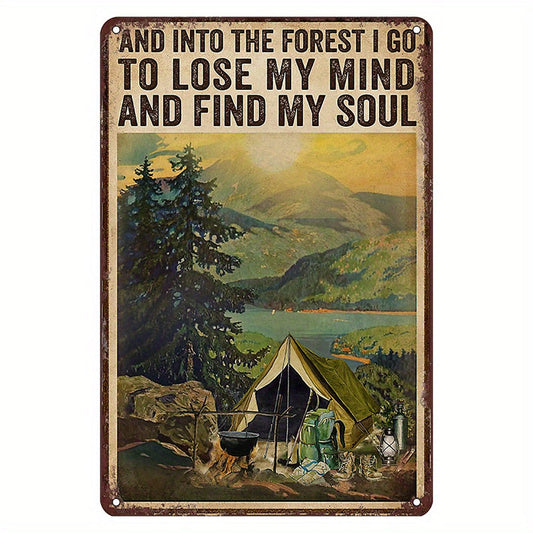 I venture deep into the forest" Retro Metal Tin Sign - Ideal for Outdoor Adventures, Man Caves, Fitness Studios, and Elegant Decoration. Connect with nature, free your mind, Quirky wall décor, Add charm to any room, Fight Club inspired