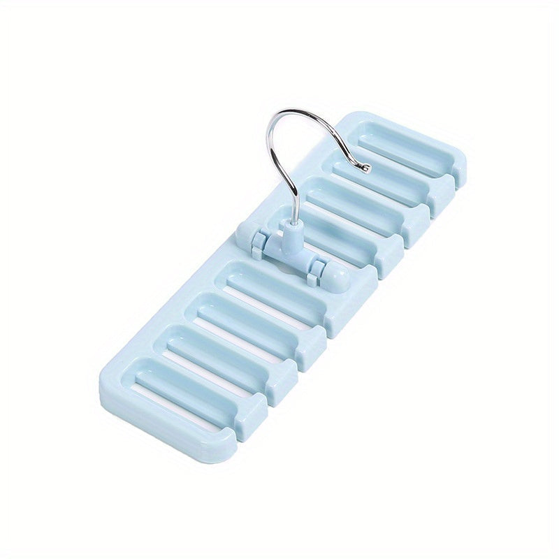 Introducing the Space-Saving 10-Hole Belt Rack - A Versatile Hanger for Belts, Ties, and Scarves. This Compact Closet Organizer measures 30.48cmx2.87" and helps maximize storage space.