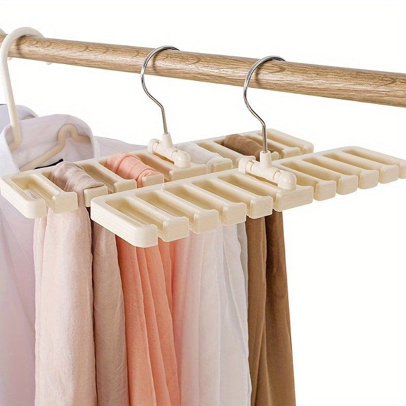 Introducing the Space-Saving 10-Hole Belt Rack - A Versatile Hanger for Belts, Ties, and Scarves. This Compact Closet Organizer measures 30.48cmx2.87" and helps maximize storage space.