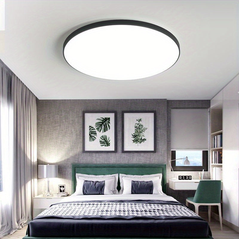 Modern 14.5-Inch Black LED Ceiling Light, 36W, Semi-Flush Mount, Ideal for Various Rooms - Includes Light Source, Easy Installation