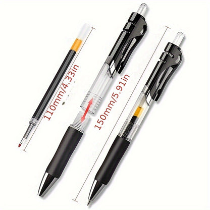 Set of 23 retractable ballpoint pens with large capacity, 0.5mm black/red/blue refillable ink.