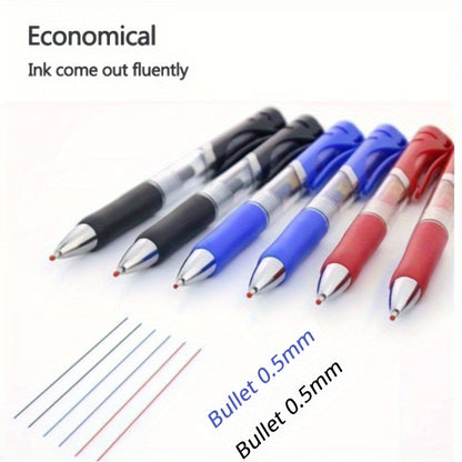 Set of 23 retractable ballpoint pens with large capacity, 0.5mm black/red/blue refillable ink.