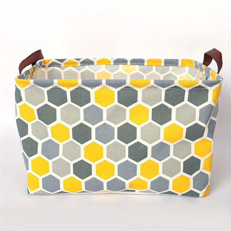 Large organizer bin, foldable with handle, rectangle canvas storage basket for home clothes, also makes a great gift.