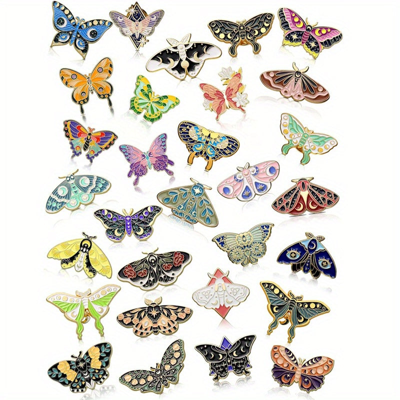 10 or 20 pieces of elegant enamel pins from the Butterfly Series featuring animal patterns, perfect for decorating bags and clothing or gifting as a present