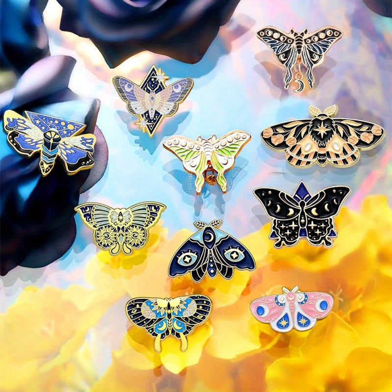 10 or 20 pieces of elegant enamel pins from the Butterfly Series featuring animal patterns, perfect for decorating bags and clothing or gifting as a present