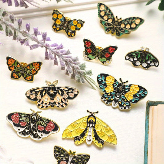 10 or 20 pieces of elegant enamel pins from the Butterfly Series featuring animal patterns, perfect for decorating bags and clothing or gifting as a present