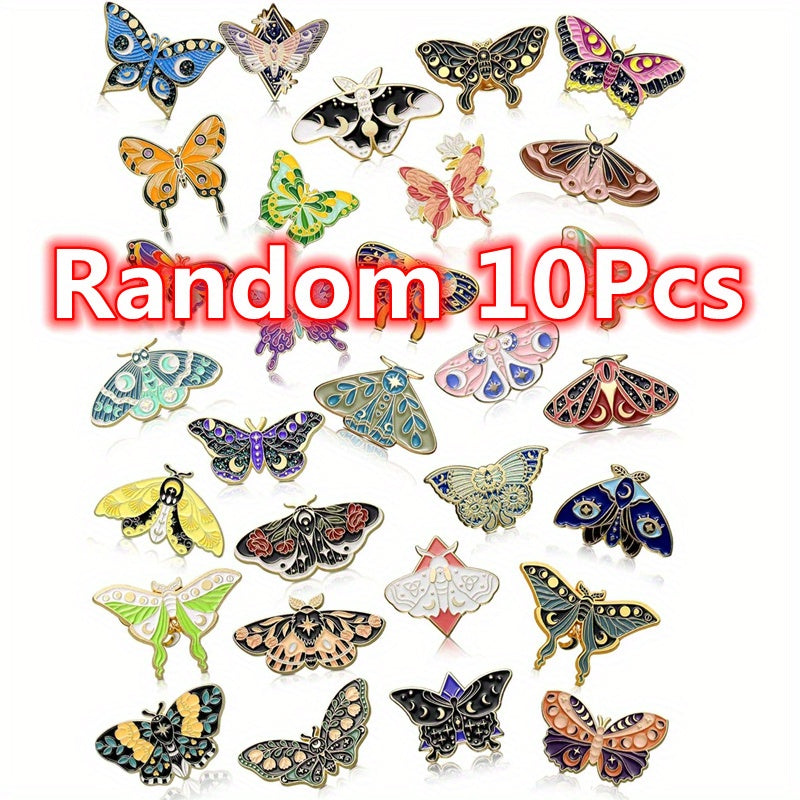 10 or 20 pieces of elegant enamel pins from the Butterfly Series featuring animal patterns, perfect for decorating bags and clothing or gifting as a present