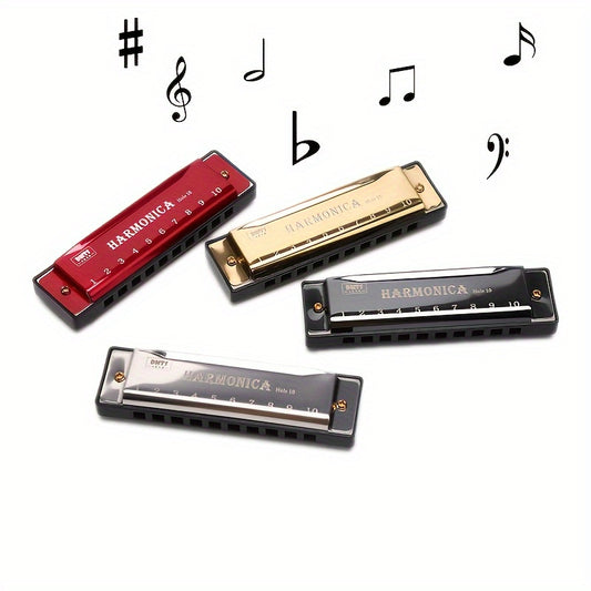 10-hole harmonica, ideal for beginners, made with copper core and resin, great gift for teaching music.