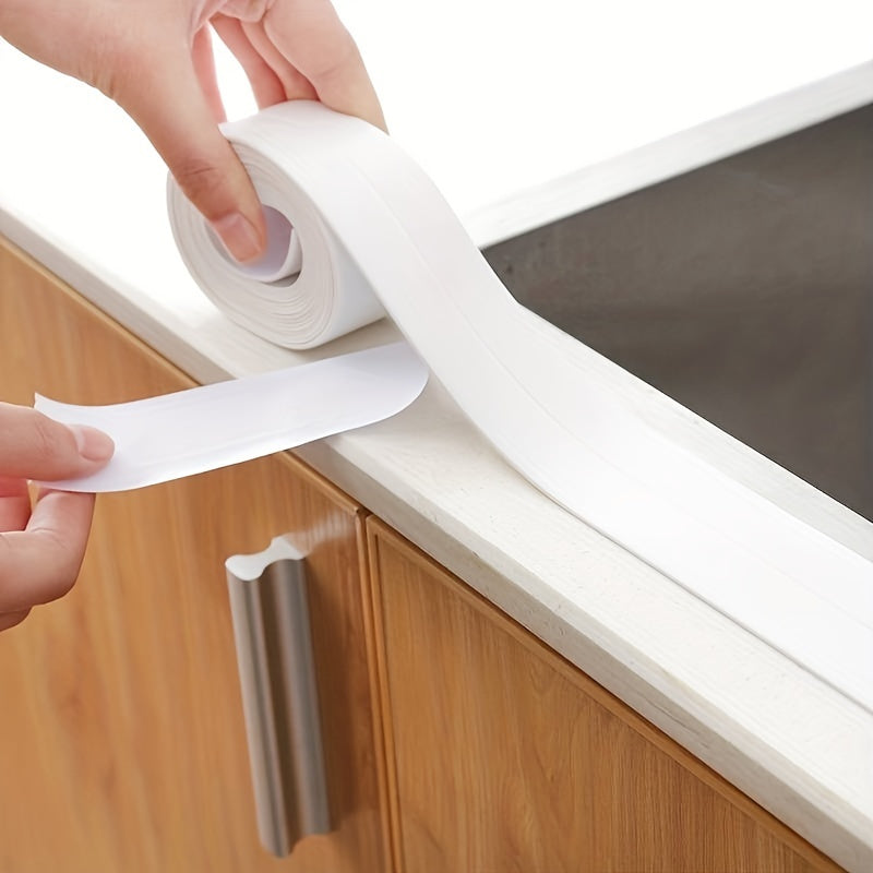 Waterproof PVC self-adhesive tape for sealing, ideal for spot-cleaning bathroom and kitchen sink walls and shower. Easy to apply and remove, providing a secure waterproof seal.