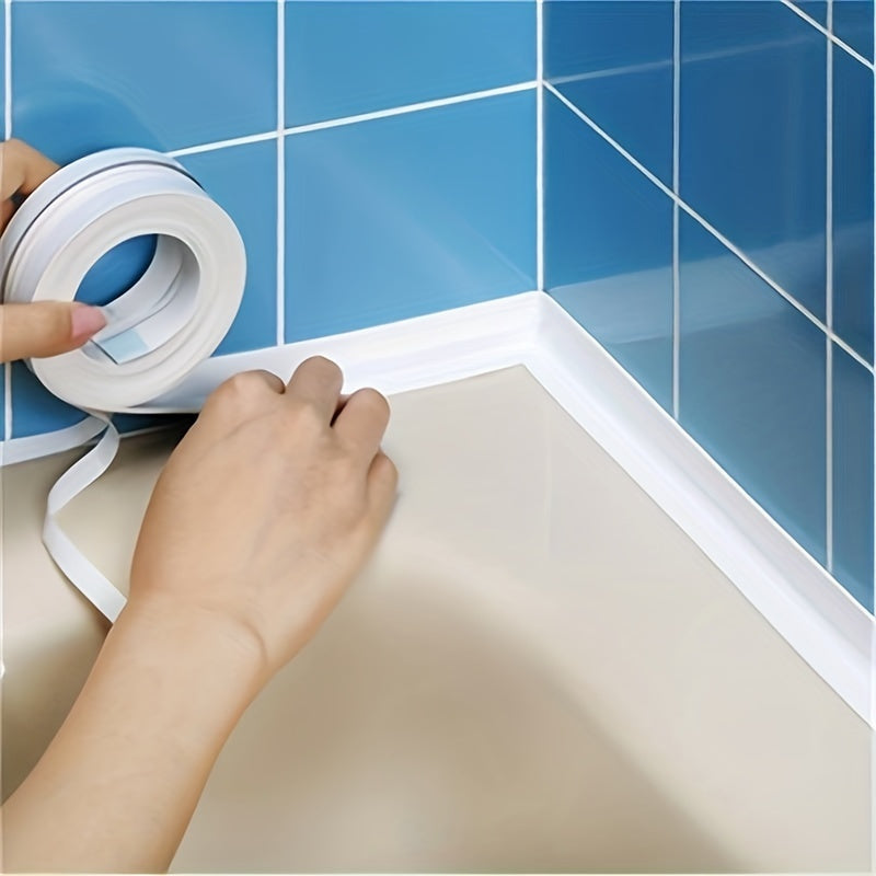 Waterproof PVC self-adhesive tape for sealing, ideal for spot-cleaning bathroom and kitchen sink walls and shower. Easy to apply and remove, providing a secure waterproof seal.