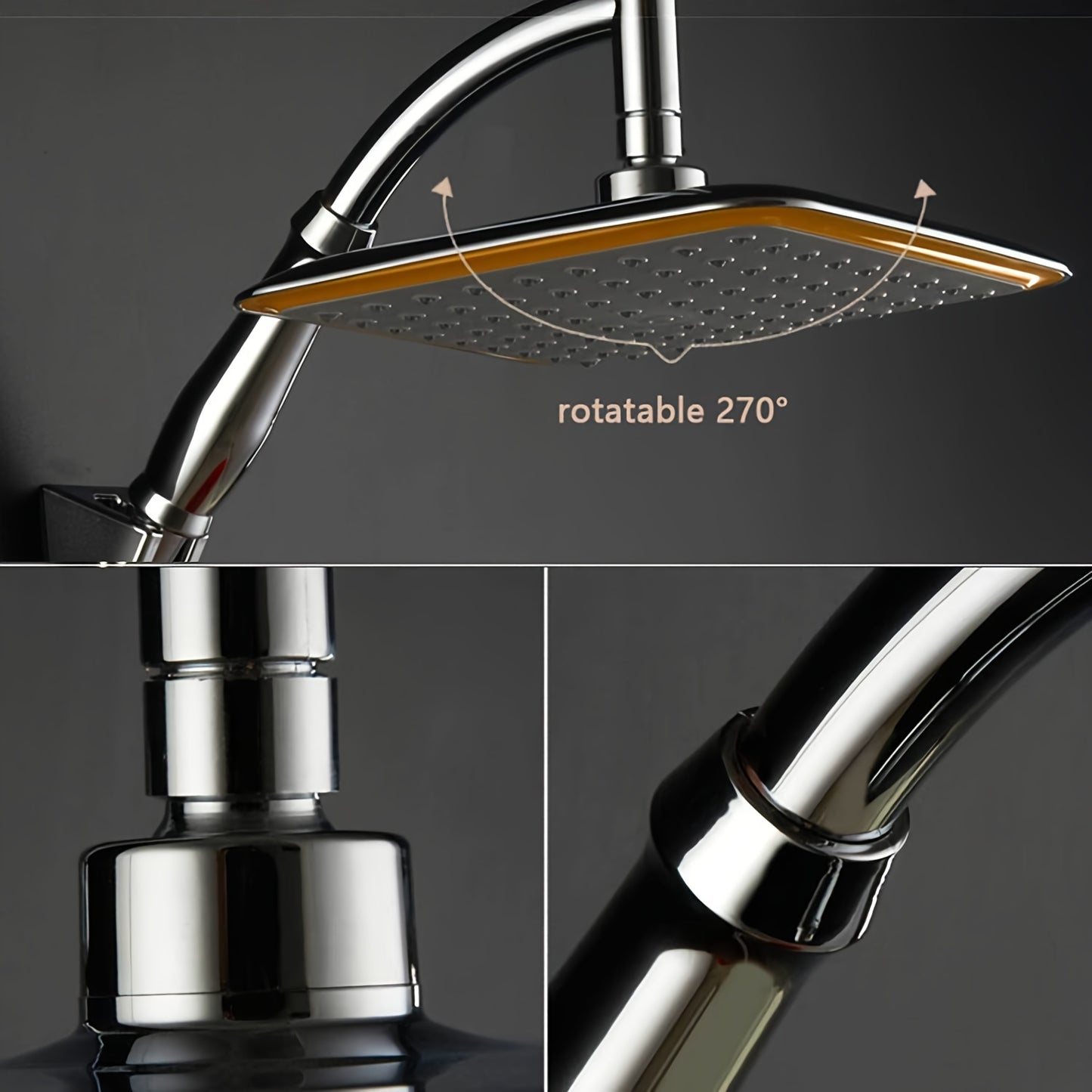 22.86 cm ABS chrome rainfall shower head with water-saving feature. Includes extension arm and hand-held option. Thin design with top spray function. Perfect for bathroom.