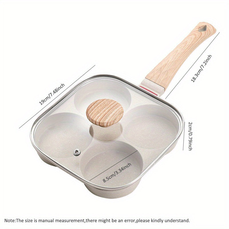 One 1-piece omelet pan with lid, featuring 4 holes for easy flipping. This non-stick pan is perfect for cooking eggs, burgers, pancakes, and more. Ideal for making omelettes, breakfast cookware, egg molds, and frying pans with a non-stick coating.