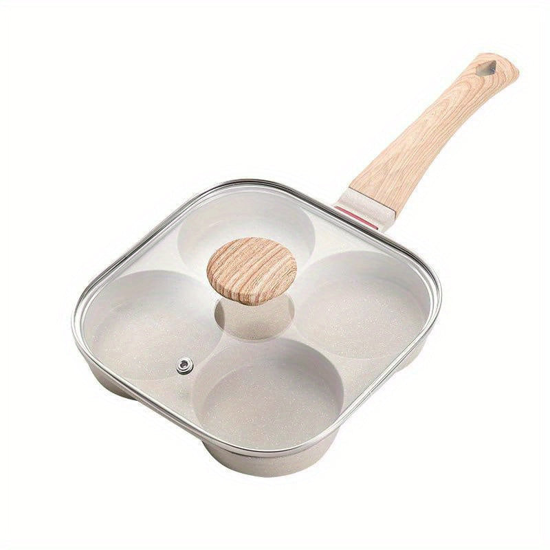 One 1-piece omelet pan with lid, featuring 4 holes for easy flipping. This non-stick pan is perfect for cooking eggs, burgers, pancakes, and more. Ideal for making omelettes, breakfast cookware, egg molds, and frying pans with a non-stick coating.