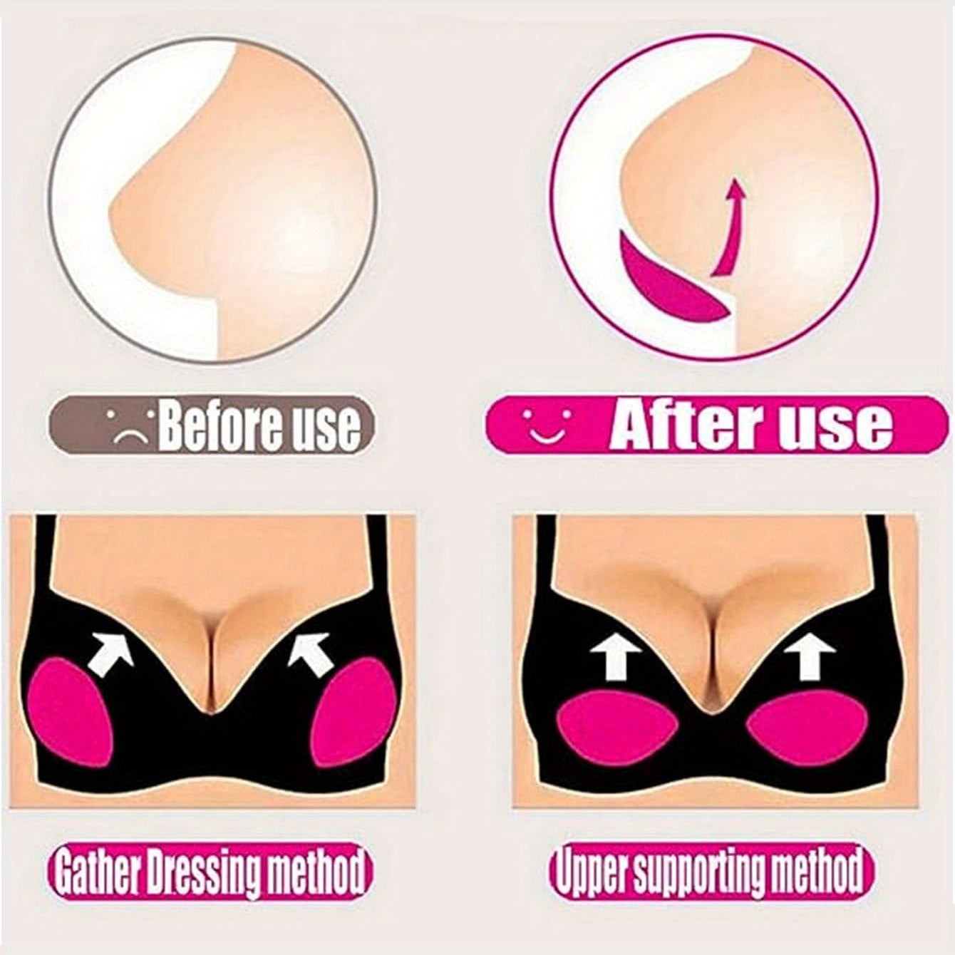 2 Push Up Reusable Bra Inserts for Women's Lingerie & Underwear, Soft Chest Enhancer Pads