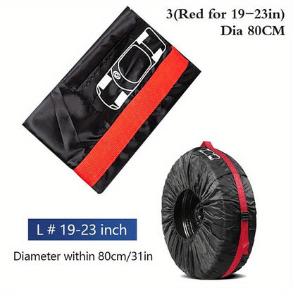 Set of 4 tire cover storage bags for spare tires, portable wheel accessories.