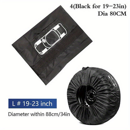 Set of 4 tire cover storage bags for spare tires, portable wheel accessories.