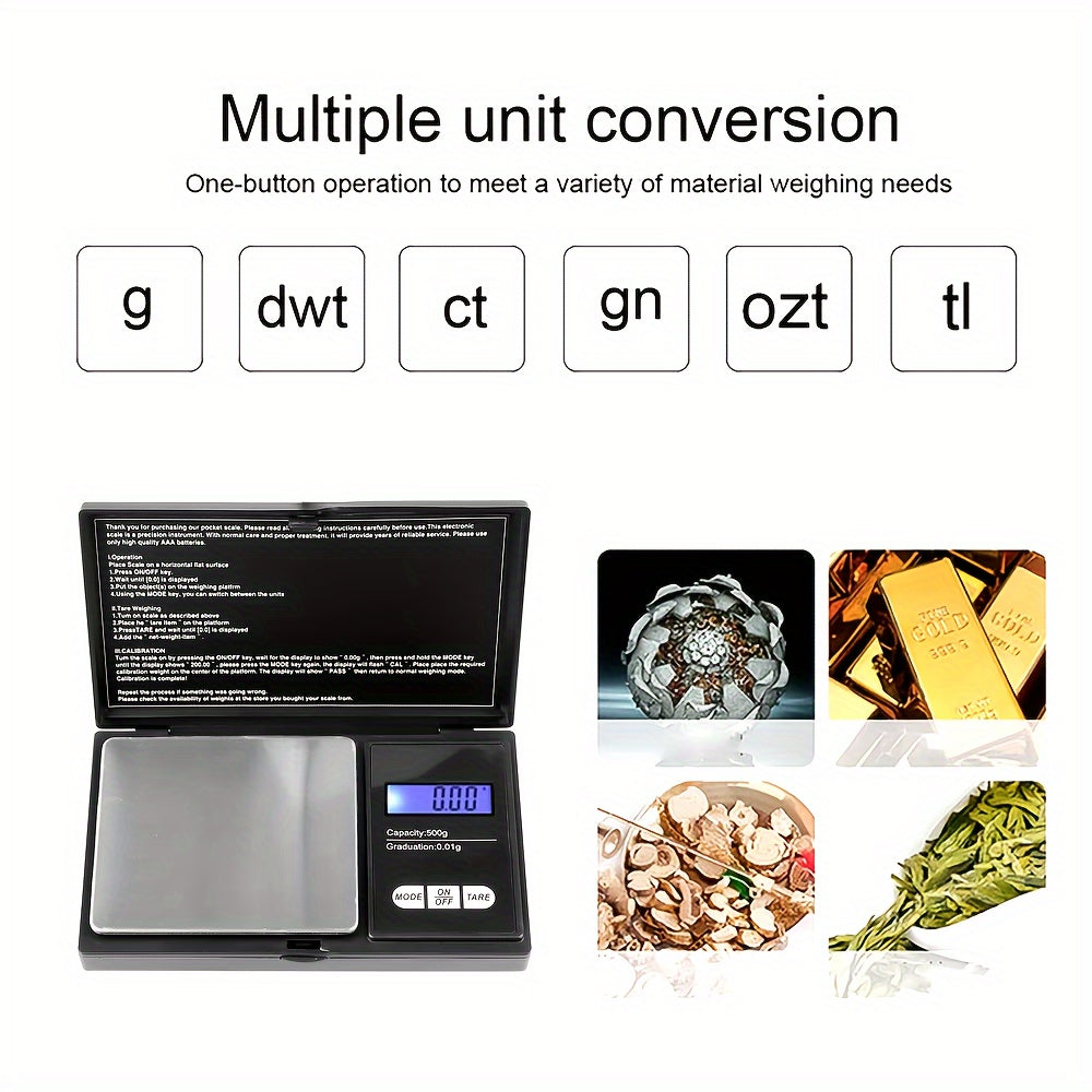 Высокоточная цифровая весы для ювелирных изделий и золота - стильный, компактный дизайн с быстрыми измерениями - работает на батарейках AAA, безопасен для продуктов, отлично подходит для кулинарии и обеденных приложений.