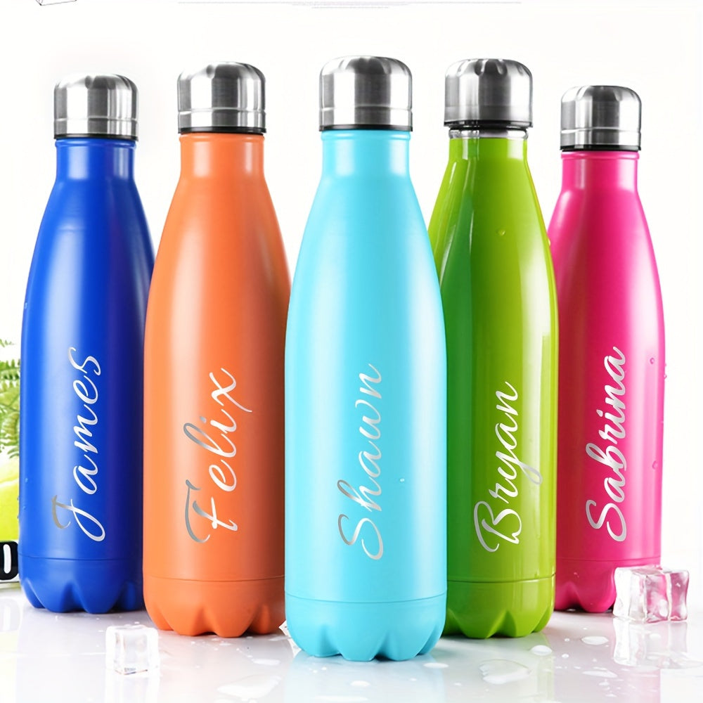 Personalized stainless steel water bottle with sealed lid and custom engraving - perfect for sports and holidays, BPA free, leakproof and insulated.