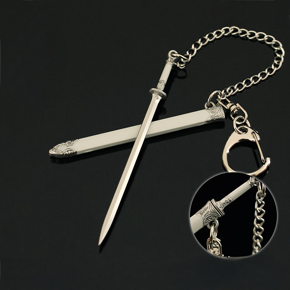 Keychain featuring a miniature weapon design, perfect for men's accessory. Ideal for gaming enthusiasts and fans, great gift for collectors.