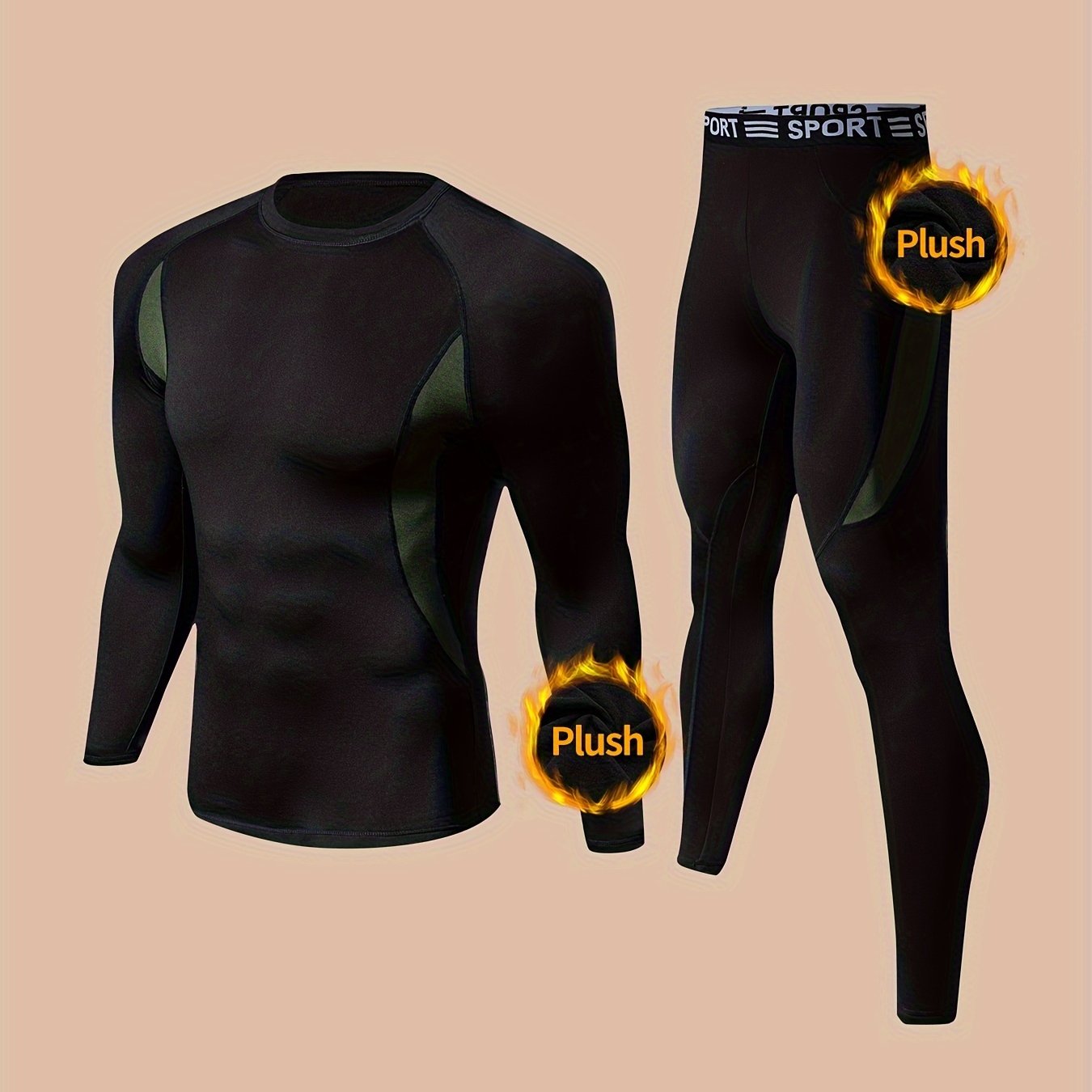 Men's thermal pants set for winter activities like hunting, running, cycling, skiing, sports, yoga, fitness, and casual wear.