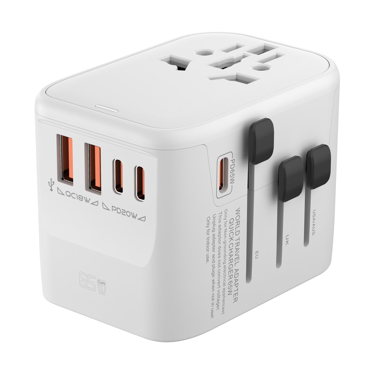 65W PD GaN Fast Charger, Type-C travel adapter compatible with multiple standards for efficient charging of mobile devices and laptops, portable.