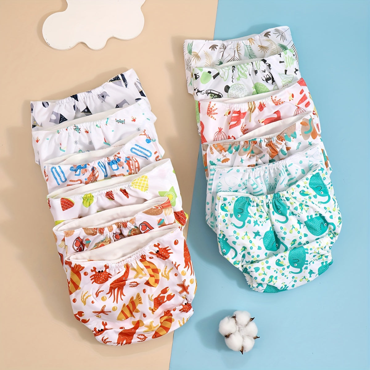 Set of 3 Soft & Absorbent Cloth Diapers for Kids - Adorable Prints, Snap Closure, Waterproof Training Pants for Young Children