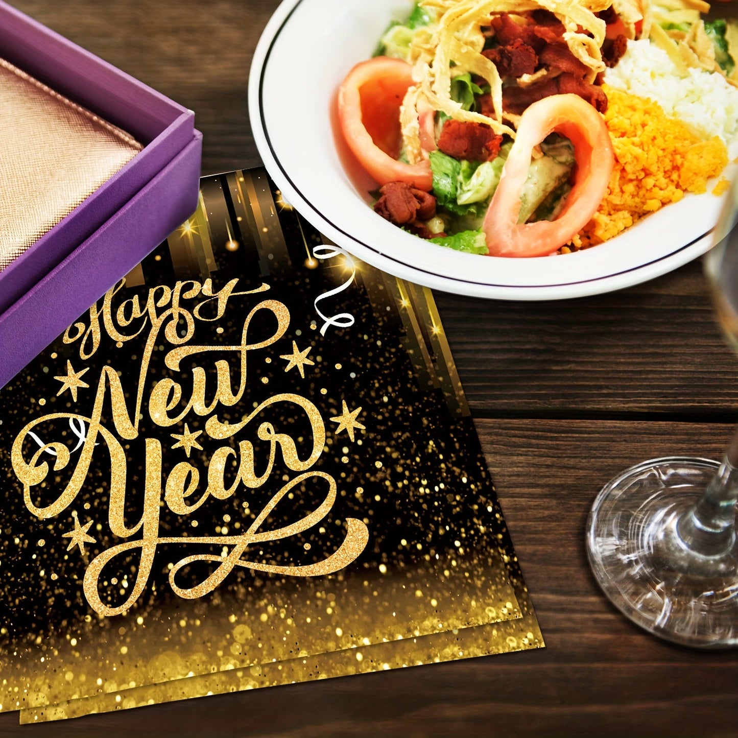 Celebrate the New Year with our festive 3-Ply Cocktail Napkins! Ideal for adding a touch of elegance to your New Year's Eve party decor and dinner table settings. These napkins are a must-have for any kitchen or restaurant as an essential party accessory.