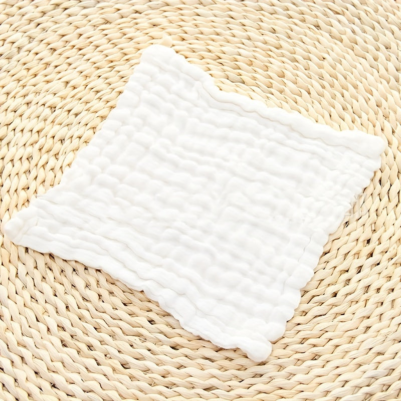 Set of 5 Baby Muslin Washcloths/Burp Cloths/Face Towels made of natural Muslin cotton. These soft face cloths are perfect for newborns and make a great baby shower gift. Each cloth has 6 layers for optimal absorbency, measuring 26.92x26.92 cm.