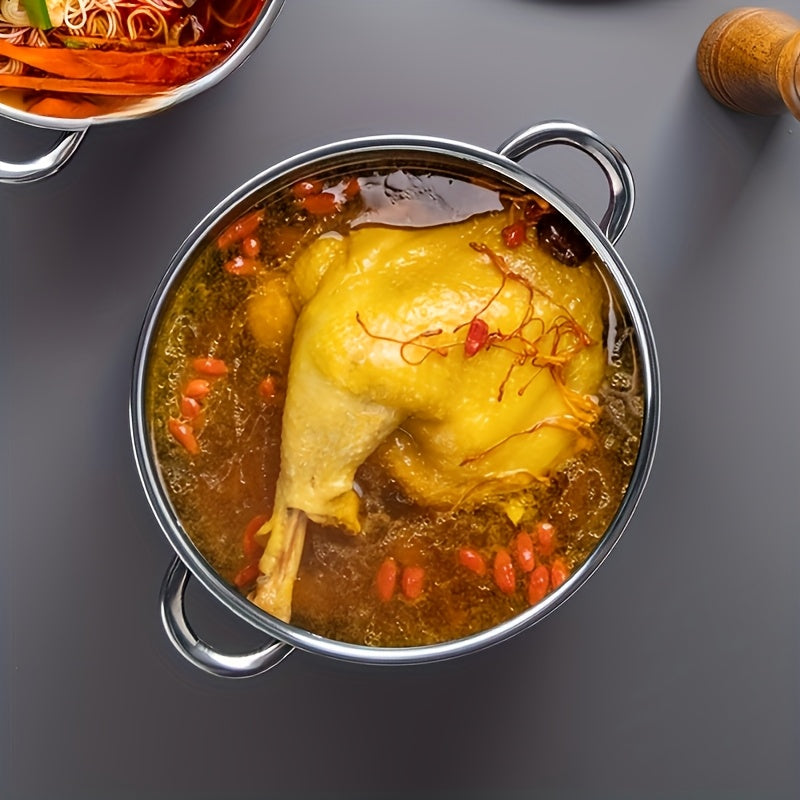 This set includes 10 high-quality stainless steel cooking pots in various sizes, perfect for preparing seafood soup, noodles, and a variety of other dishes at home. Each pot is thickened and designed for efficient cooking.