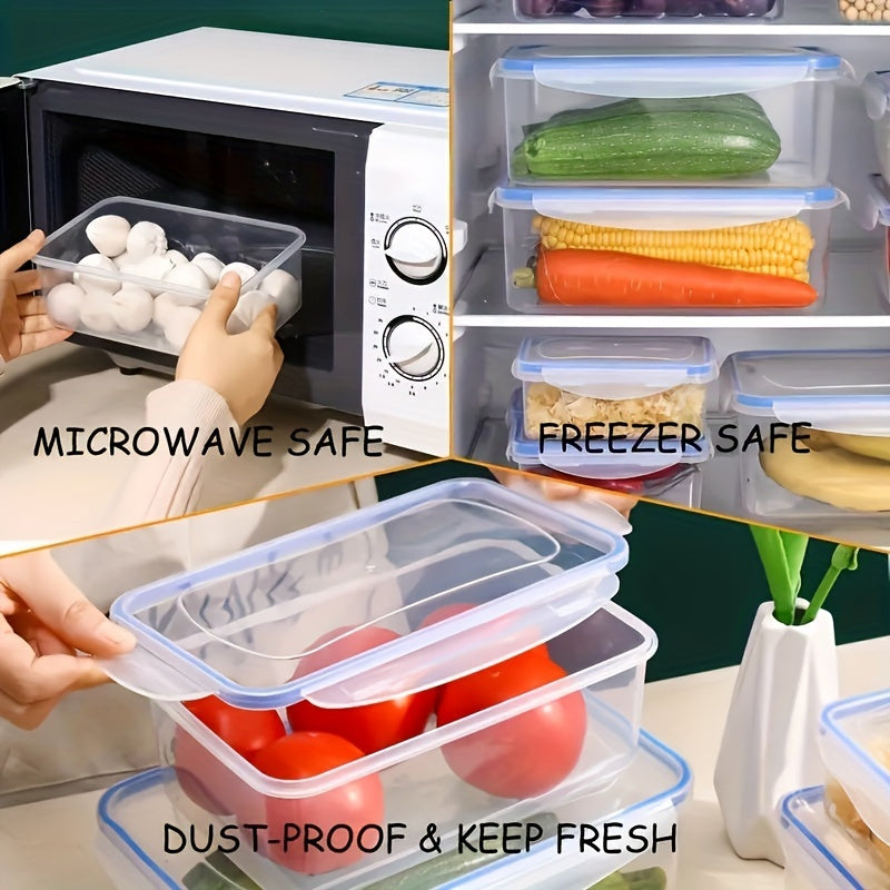 Set of 4 Square Food Storage Containers with Easy-to-Use Flip-Top Lids, Made of Polypropylene Material, Suitable for Microwave, Ideal for Organizing Kitchen, Storing Meat, Fruit and Vegetables - Hand Wash Suggested