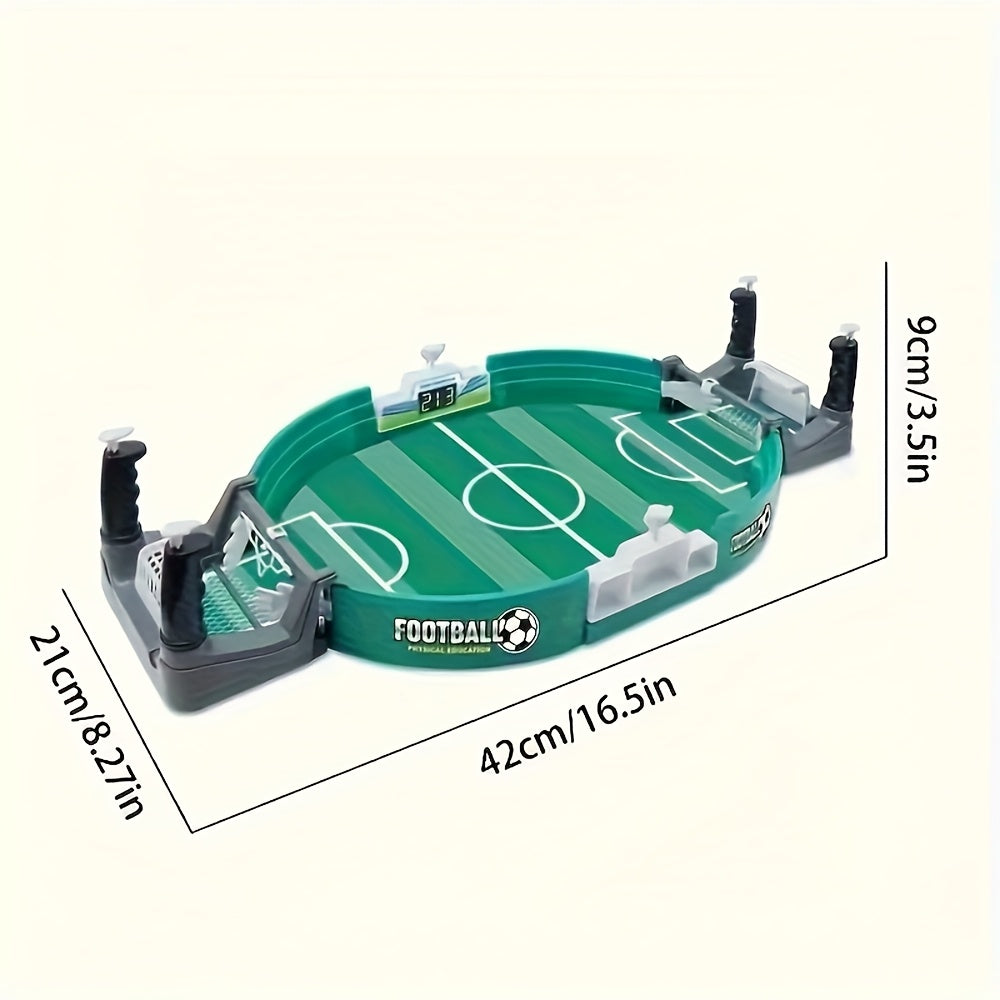 Interactive tabletop soccer game for kids including 5 balls, made of plastic. Perfect gift for Valentine's Day, Easter, birthdays. Suitable for ages 3 and up.