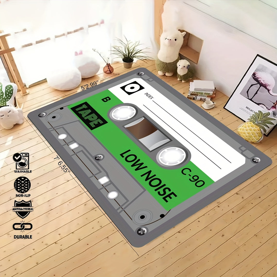 Retro Cassette Tape Inspired Door Mat - Vibrant, Anti-Slip & Stain-Resistant Kitchen Rug for Home Styling, Entryway, and Doorway