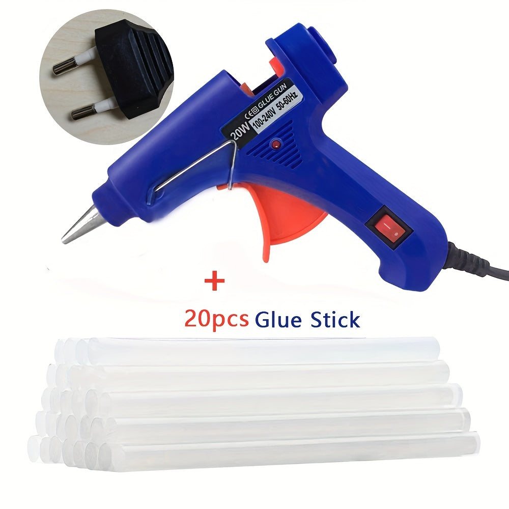 1 set includes 1 glue gun and 20 glue sticks.