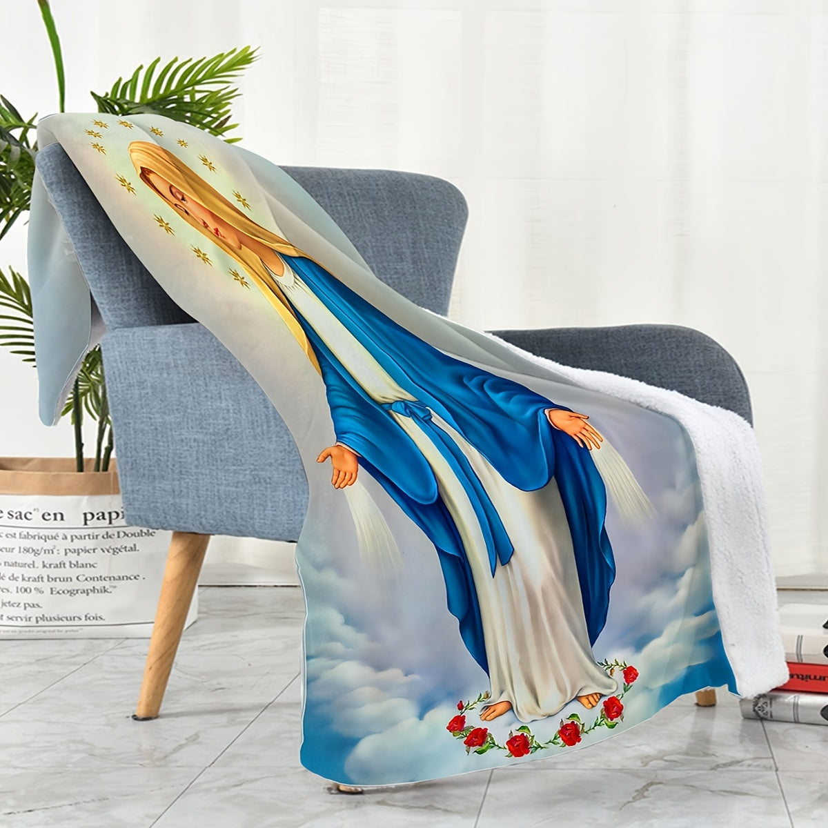 Soft and cozy, this virgin print blanket is perfect for curling up on the couch, in bed, or even while traveling. Versatile and multi-purpose, it makes a great gift for any season. Ideal for keeping warm at home, in the office, or while camping, this