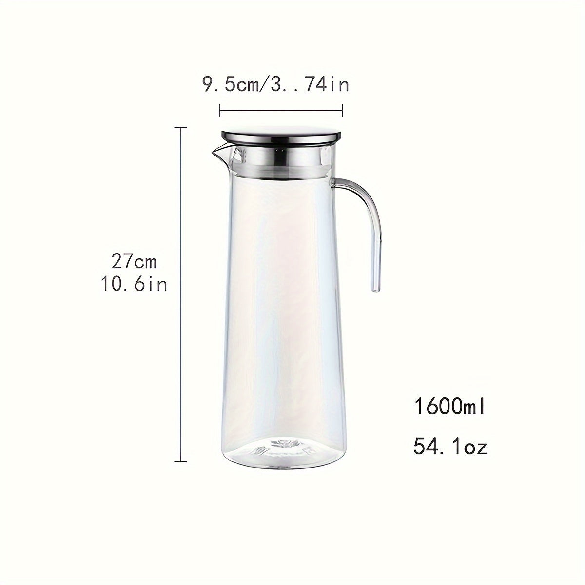 Large capacity ice bucket beverage pitcher made of durable and transparent polycarbonate with filter lid and easy pour spout for cold drinks, beer.