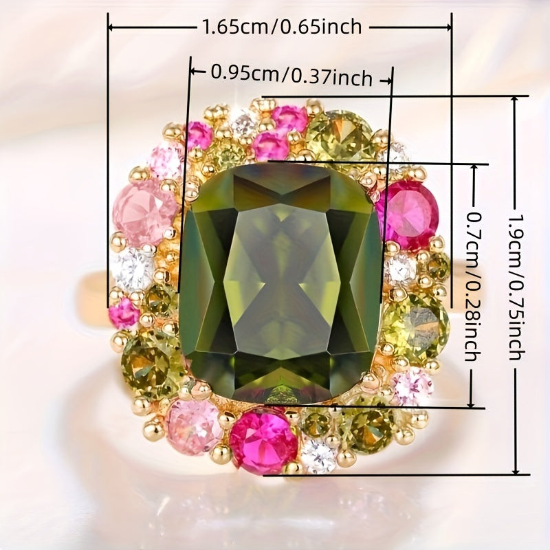 Elegant Green Synthetic Gemstone Ring for Her Special Day