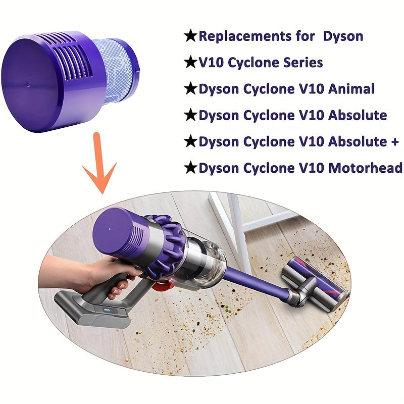 Replacement filters for Dyson Cyclone Series - V10 Absolute, V10 Animal, V10 Motorhead, V10 Total Clean, SV12. Includes 4 filters. Replaces part number 969082-01.