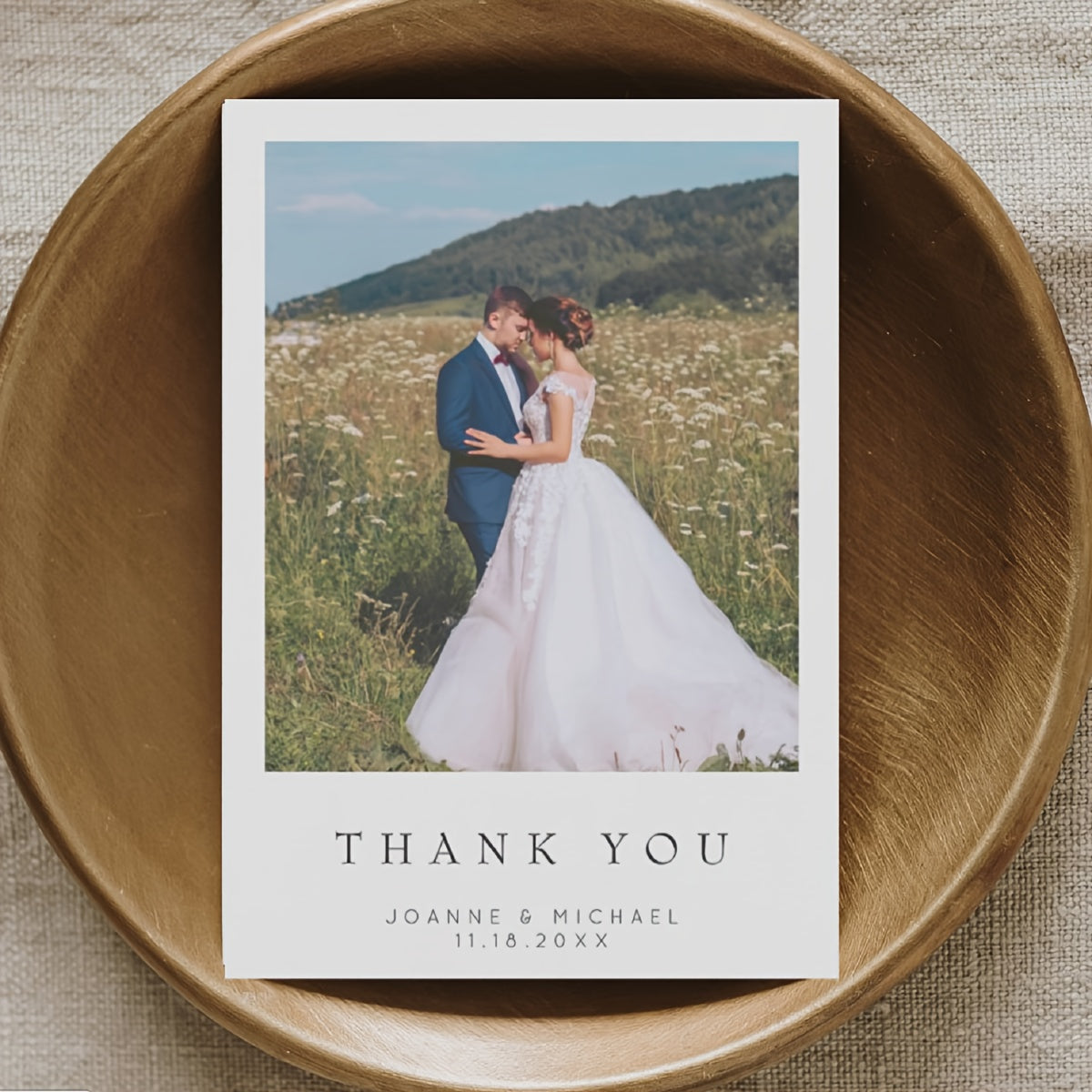 Personalized Wedding Thank You Cards - Set of 60, Add Your Own Photo, Name & Date, Elegant Matte Finish, Ideal for Celebrating Anniversaries & Everyday Gratitude.