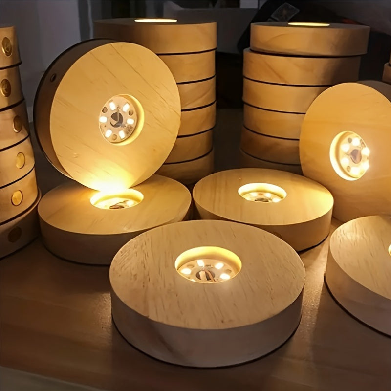 Wooden LED lamp with 1 piece, 6cm/8cm/10cm dimensions, providing warm and white light. Powered by USB and energy-efficient for desk decoration.