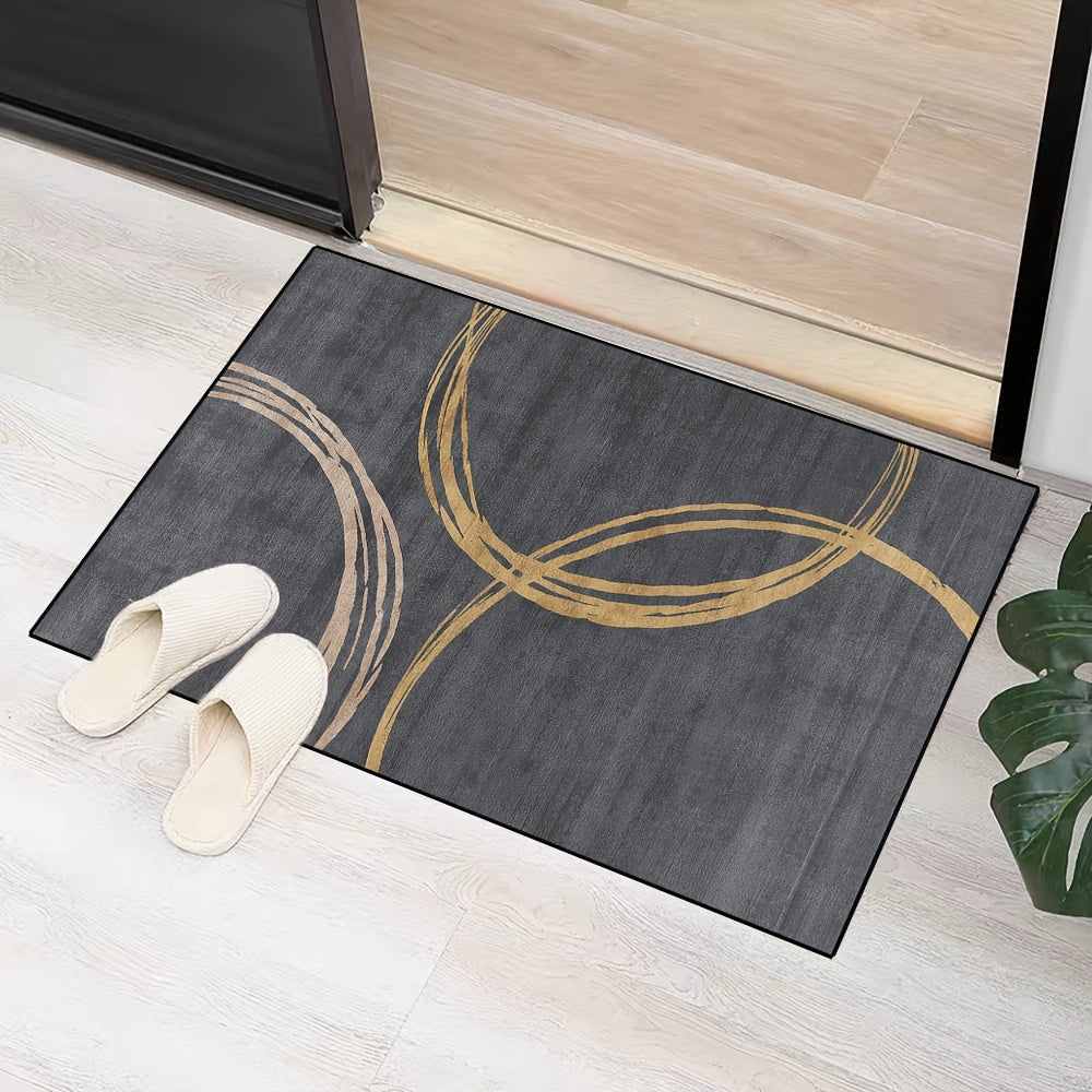 Indoor Outdoor Dark Grey Non-Slip Door Mat - Machine Washable, Lightweight, Durable Polyester with Modern Rectangular Design - Entrance Floor Carpet