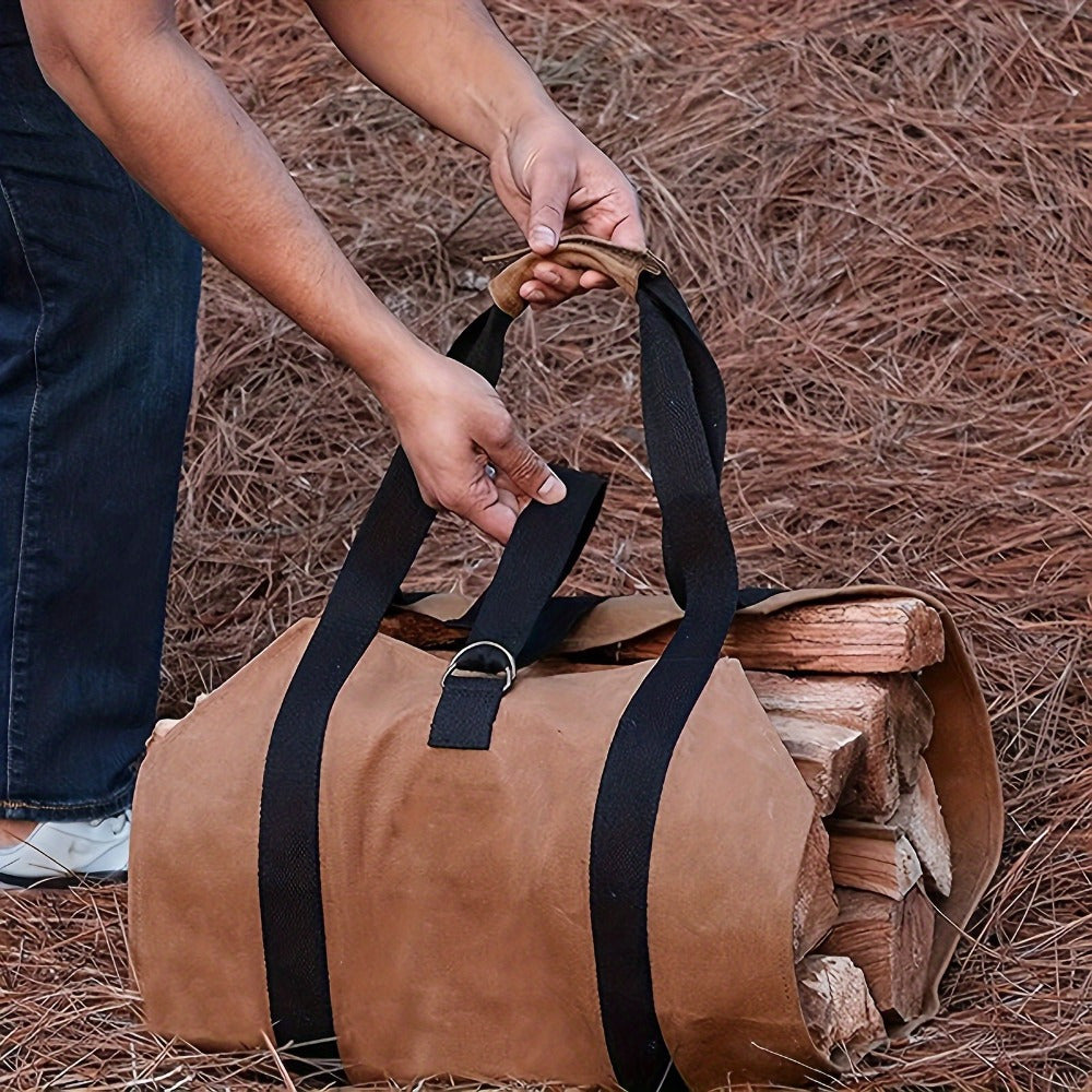 Durable Oxford Cloth Firewood Carrier Bag with PVC - Perfect for Outdoor Activities like Camping, Hiking, and BBQs, Enhances Cozy Home Decor!