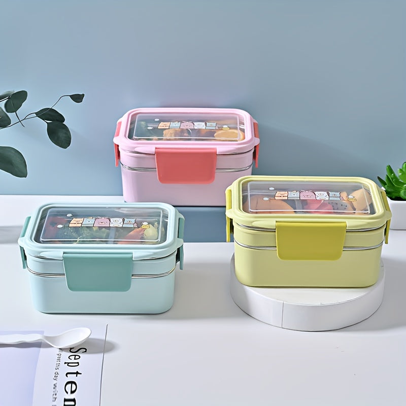 This stainless steel lunch box is programmable, has grids, and is leakproof. It is a dishwasher safe bento container with a rectangle shape for convenient food storage in various settings such as the office, school, canteen, or home kitchen. No