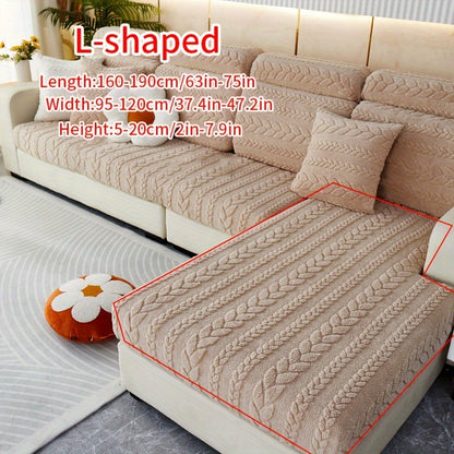 Wheat Sheaf Pattern Plush Sofa Cover, Cat Scratch Resistant, Elastic Fit for 1-4 Seater Sofas, Non-Slip, Machine Washable, Ideal for Multiple Rooms