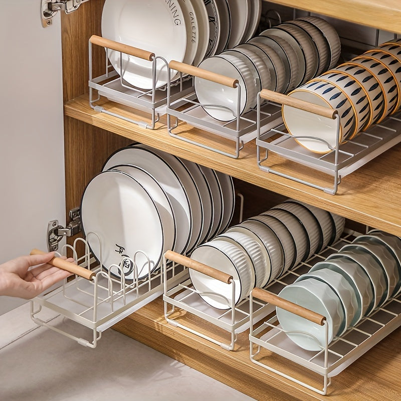 Metal Dish Rack that Saves Space - No drilling required, keeps dishes and utensils organized on the countertop, ideal for efficient kitchen storage.