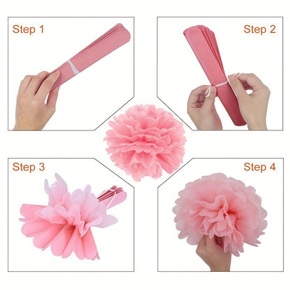 Set of 9 Paper Pom Pom Flowers for Events