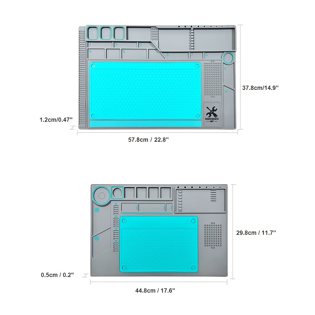 Silicone/PVC Soldering Mat Set with Anti-slip Insulation and Magnetic Heat Resistant Properties for Workbench Maintenance Tools.