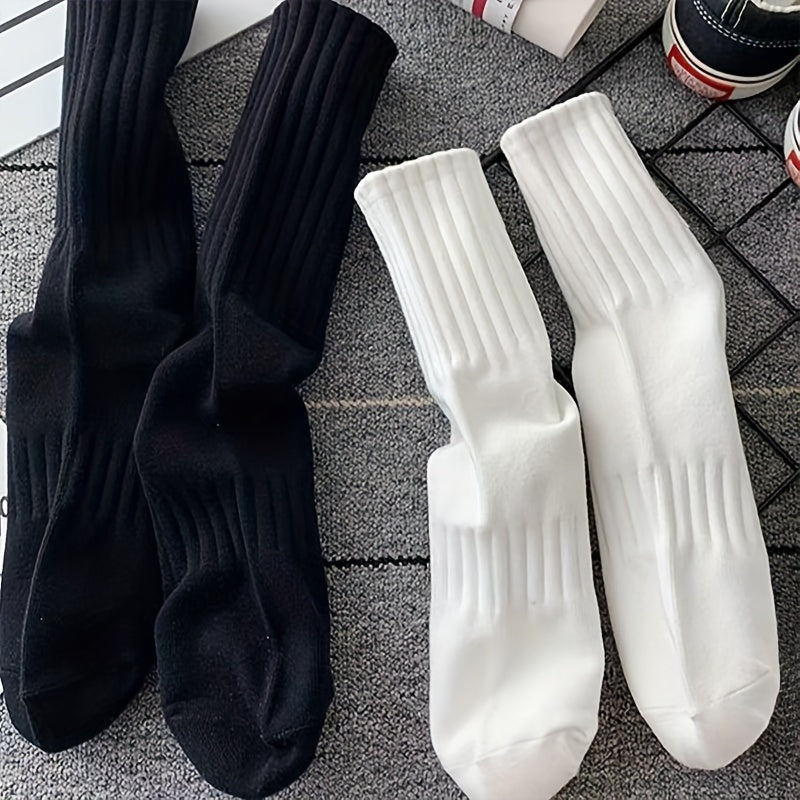 6 pairs of solid crew socks for men and women, simple and comfortable mid-tube socks, women's stockings and hosiery