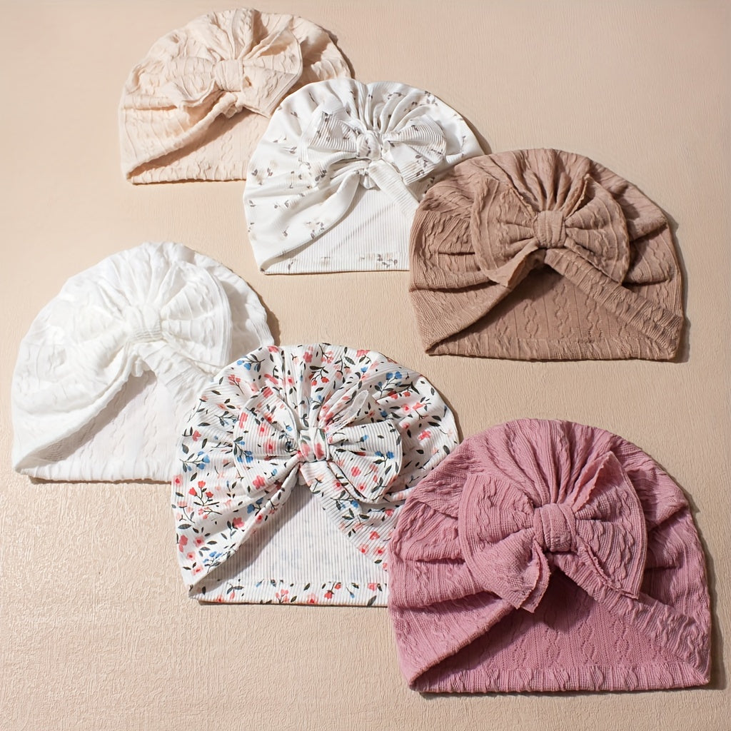 Soft and cute bow pullover caps for kids, available in packs of 3 or 6. Ideal for daily wear.