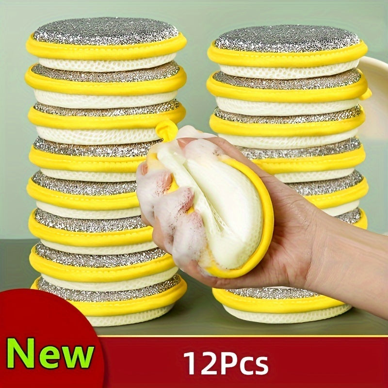 12/20 antibacterial kitchen scrubbing sponges with double-sided non-scratch pads for versatile and reusable cleaning.